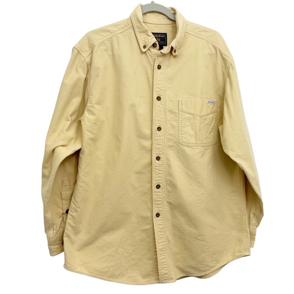 Woolrich Other - Woolrich Mens Chamois Flannel Camp Shirt Large Yellow Button Down Collar